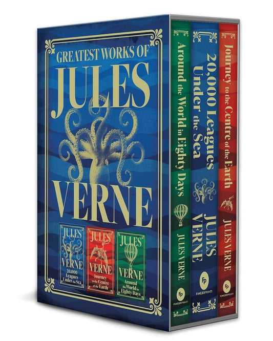 Greatest Works of Jules Verne : 20,000 Leagues Under the Sea, Journey to the Centre of the Earth, Around the World in Eighty Days [Deluxe Hardcover Box Set] - versoz.com