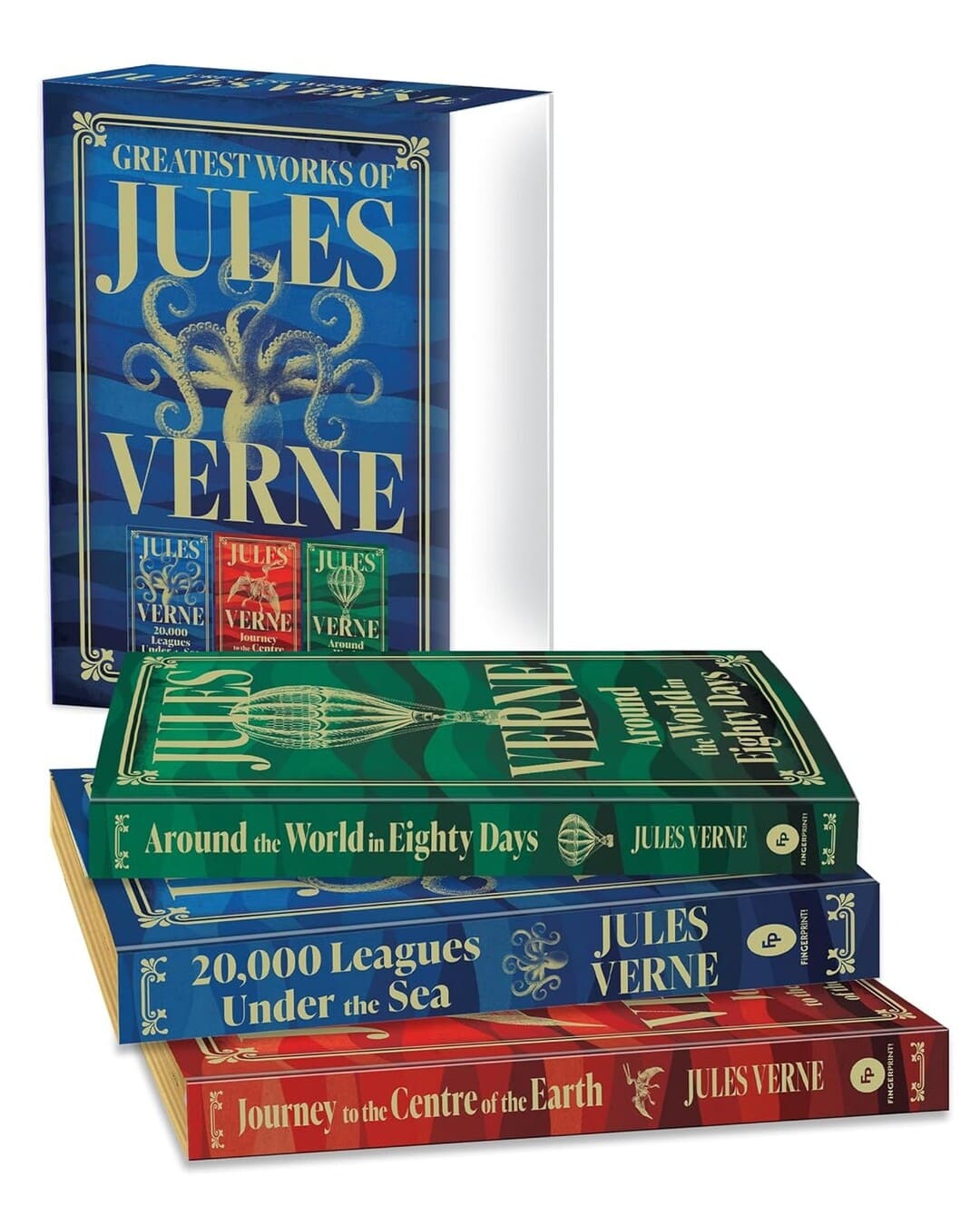 Greatest Works of Jules Verne : 20,000 Leagues Under the Sea, Journey to the Centre of the Earth, Around the World in Eighty Days [Deluxe Hardcover Box Set] - versoz.com
