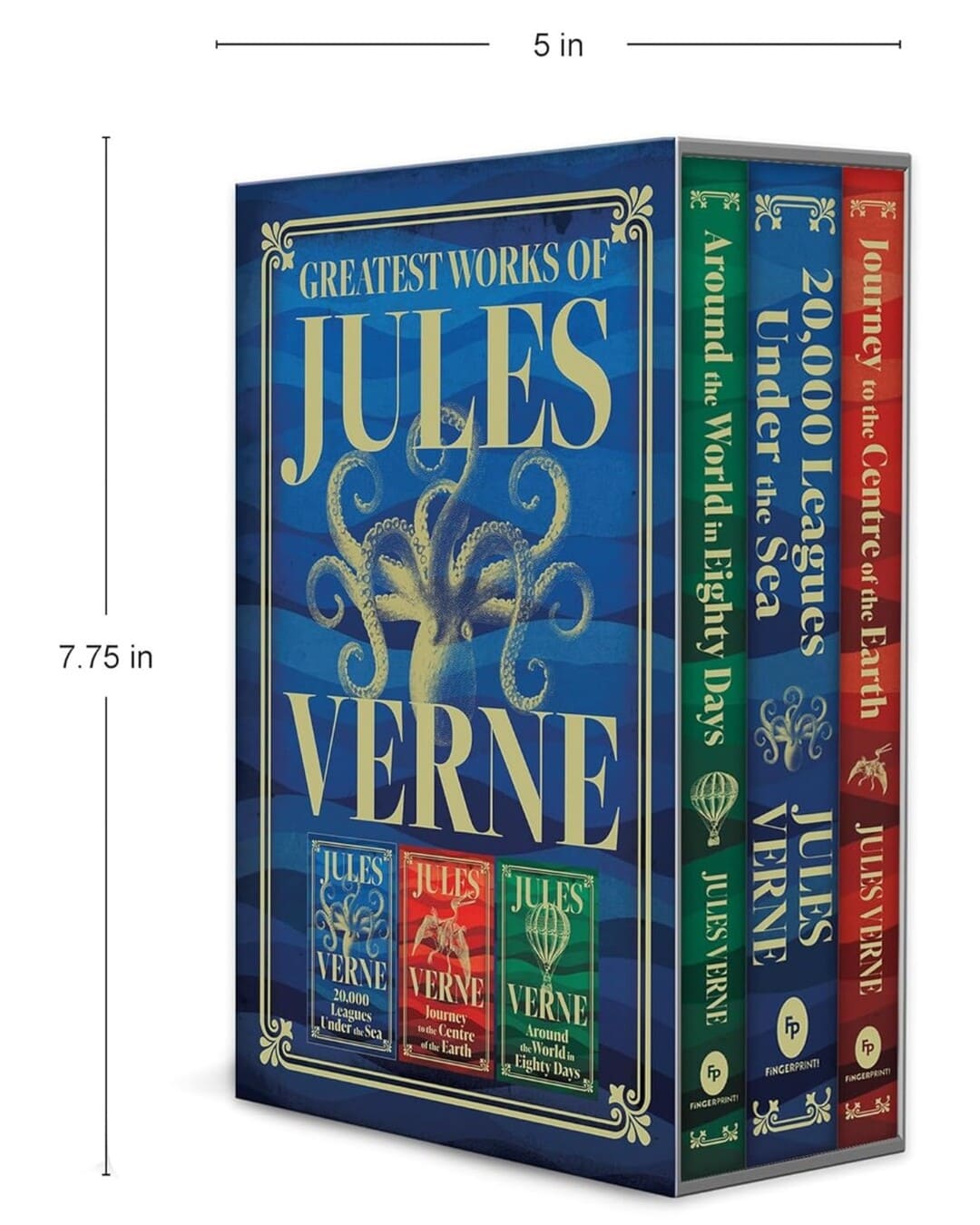 Greatest Works of Jules Verne : 20,000 Leagues Under the Sea, Journey to the Centre of the Earth, Around the World in Eighty Days [Deluxe Hardcover Box Set] - versoz.com