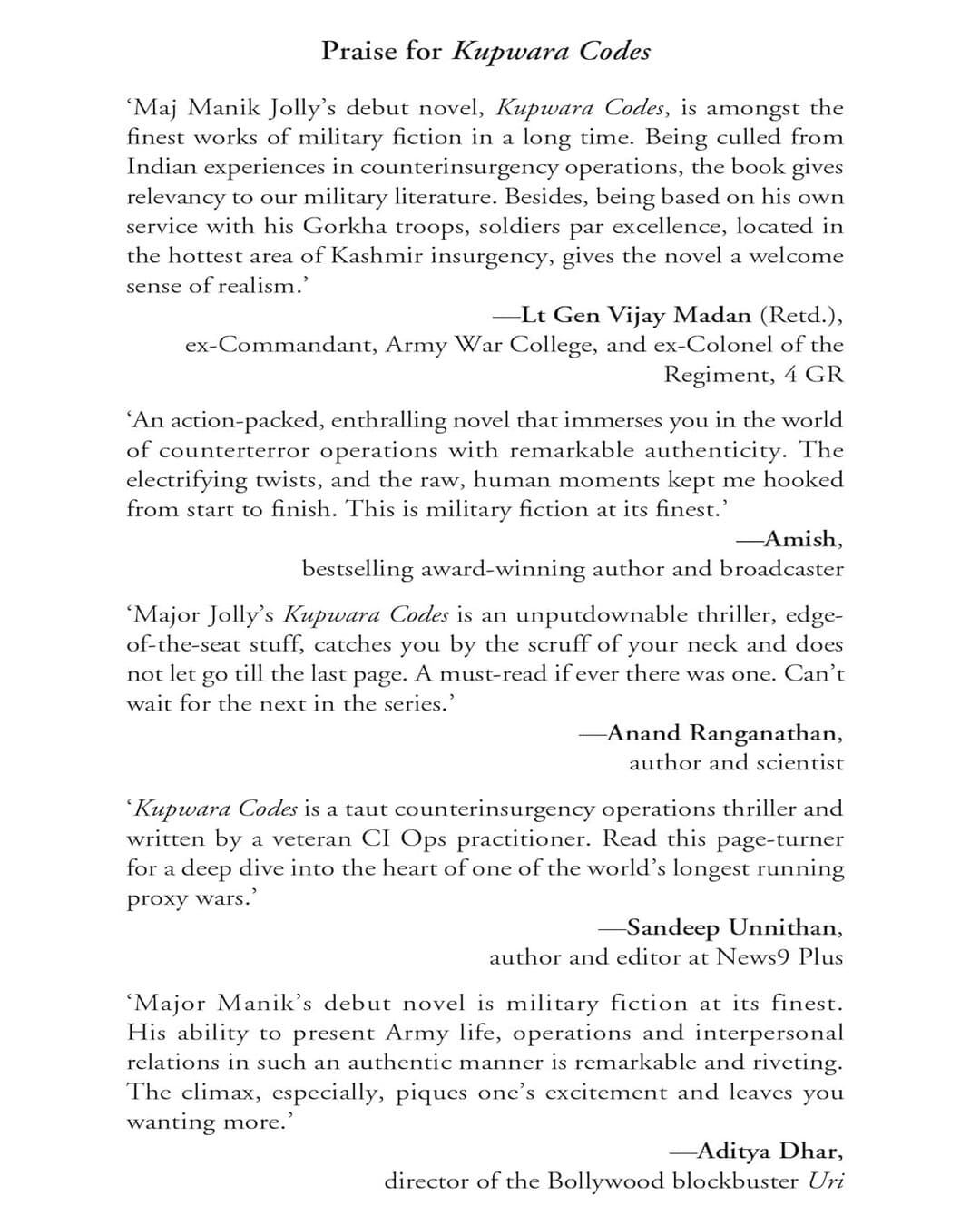 Kupwara Codes by Maj. Manik M. Jolly [Paperback] - versoz.com
