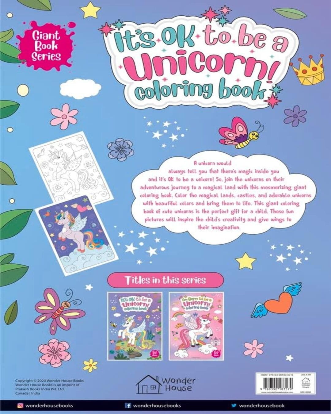 Its Ok to Be A Unicorn Coloring Book - Giant Book Series: Jumbo Sized Colouring Book For Children by Wonder House Books [Paperback] - versoz.com
