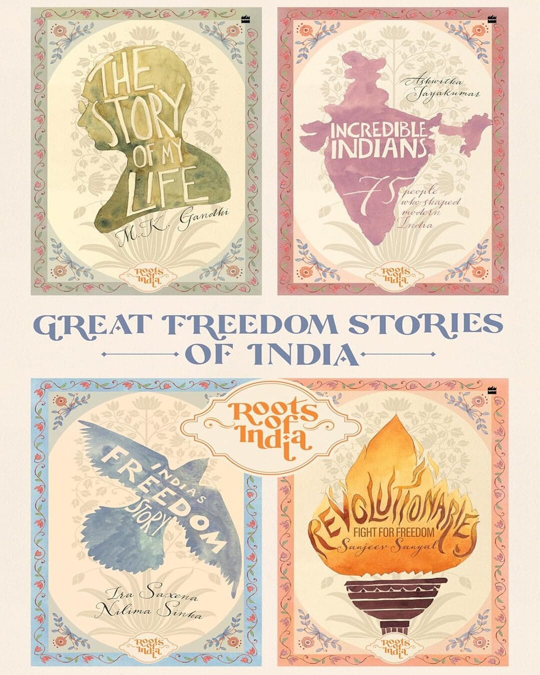Great Freedom Stories of India by Ira Saxena, Nilima Sinha, Ashwitha Jayakumar & Sanjeev Sanyal [Paperback Box Set] - versoz.com