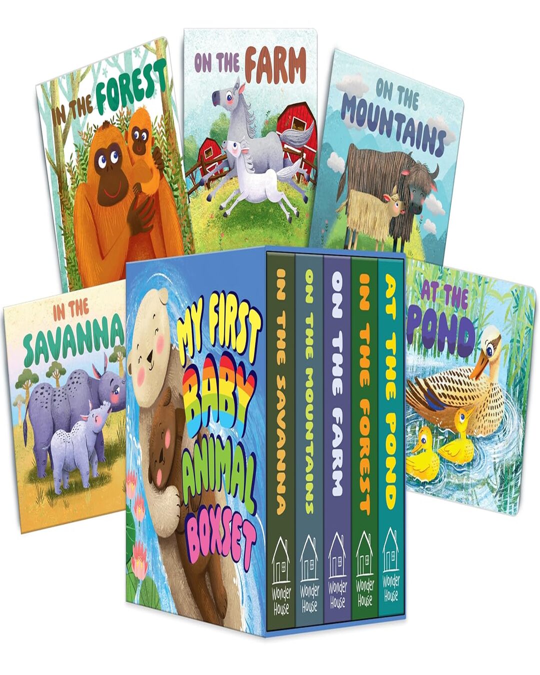 My First Baby Animal: Boxed Set of 5 Board Books (On the Pond | In the Forest | On the Farm | On the Mountains | In the Savanna) [Board Book] - versoz.com