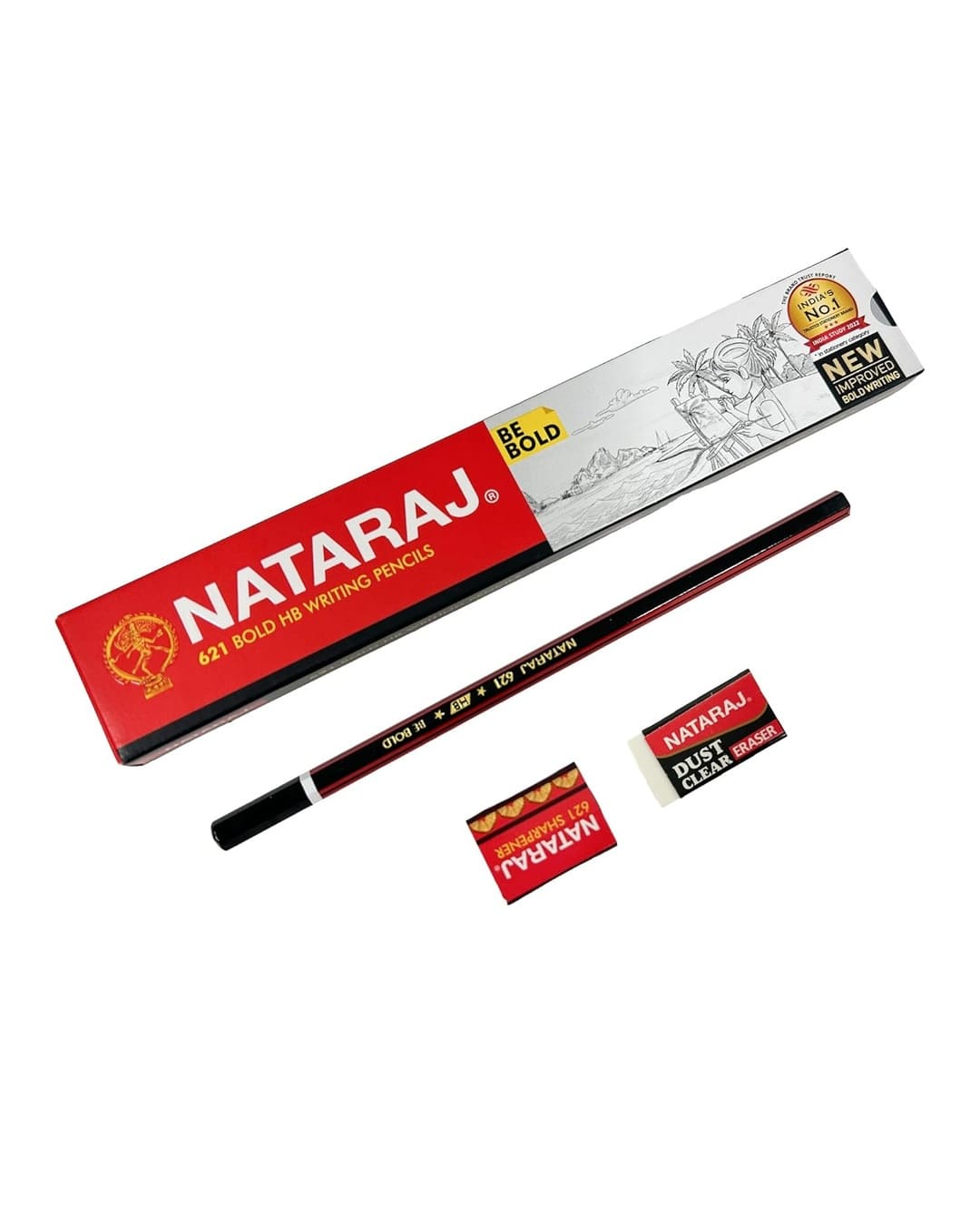 Nataraj Writing Pencils | 621 Bold HB | 10 Pencils, 1 Sharpener, 1 Eraser - versoz.com