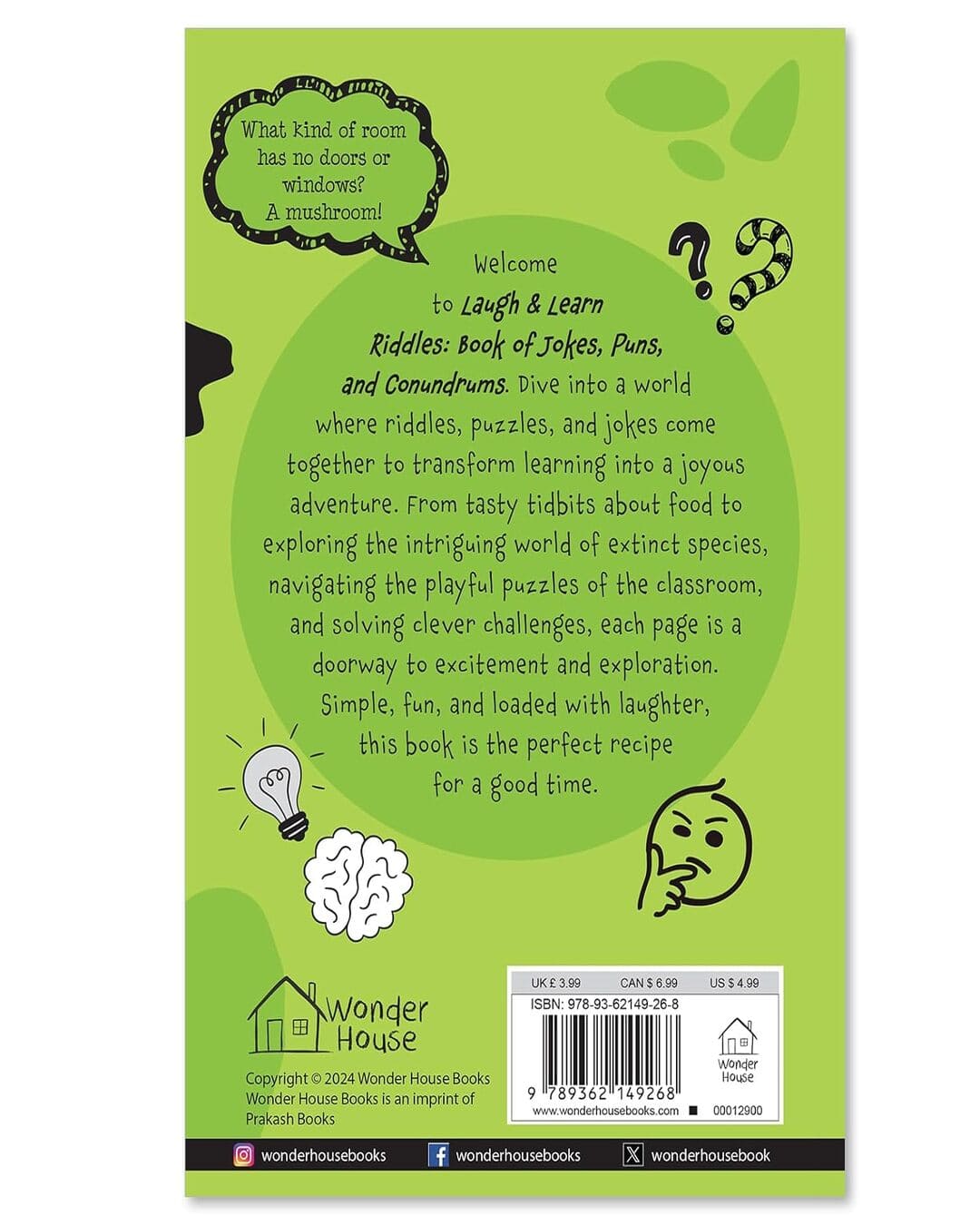 Laugh And Learn Riddles Book Of Jokes, Puns, And Conundrums by Wonder House Books [Paperback] - versoz.com