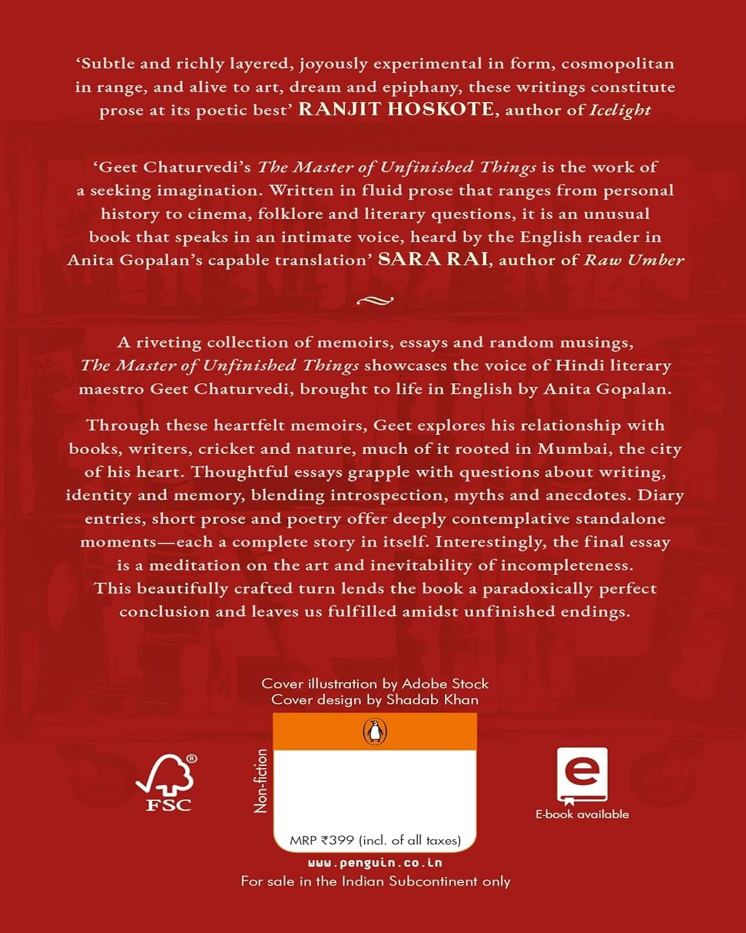 The Master Of Unfinished Things by Geet Chaturvedi; Translated by Anita Gopalan [Paperback] - versoz.com