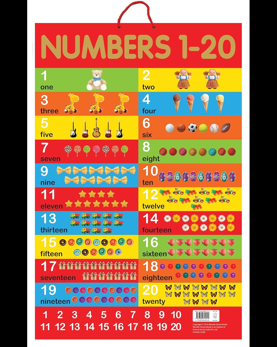 Numbers 1-20 - Early Learning Educational Posters For Children: Perfect For Kindergarten, Nursery An by Wonder House Books [Paperback] - versoz.com