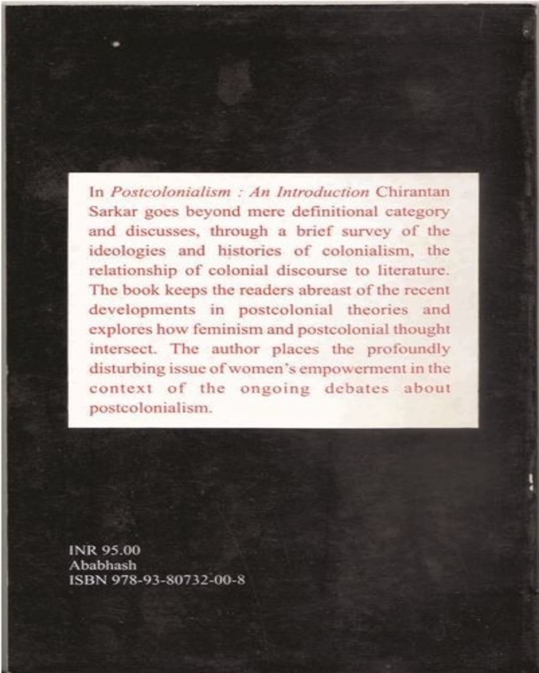 Postcolonialism: An Introduction by Chirantan Sarkar [Paperback]