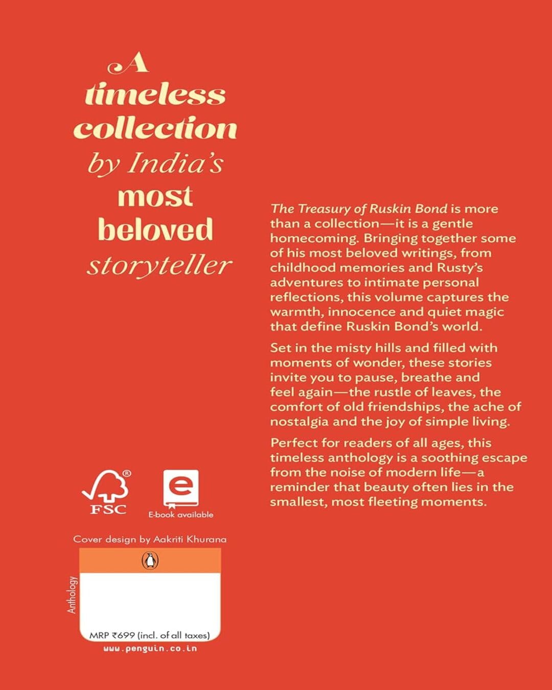 The Treasury of Ruskin Bond : A Lifetime of Writing by Ruskin Bond [Paperback]