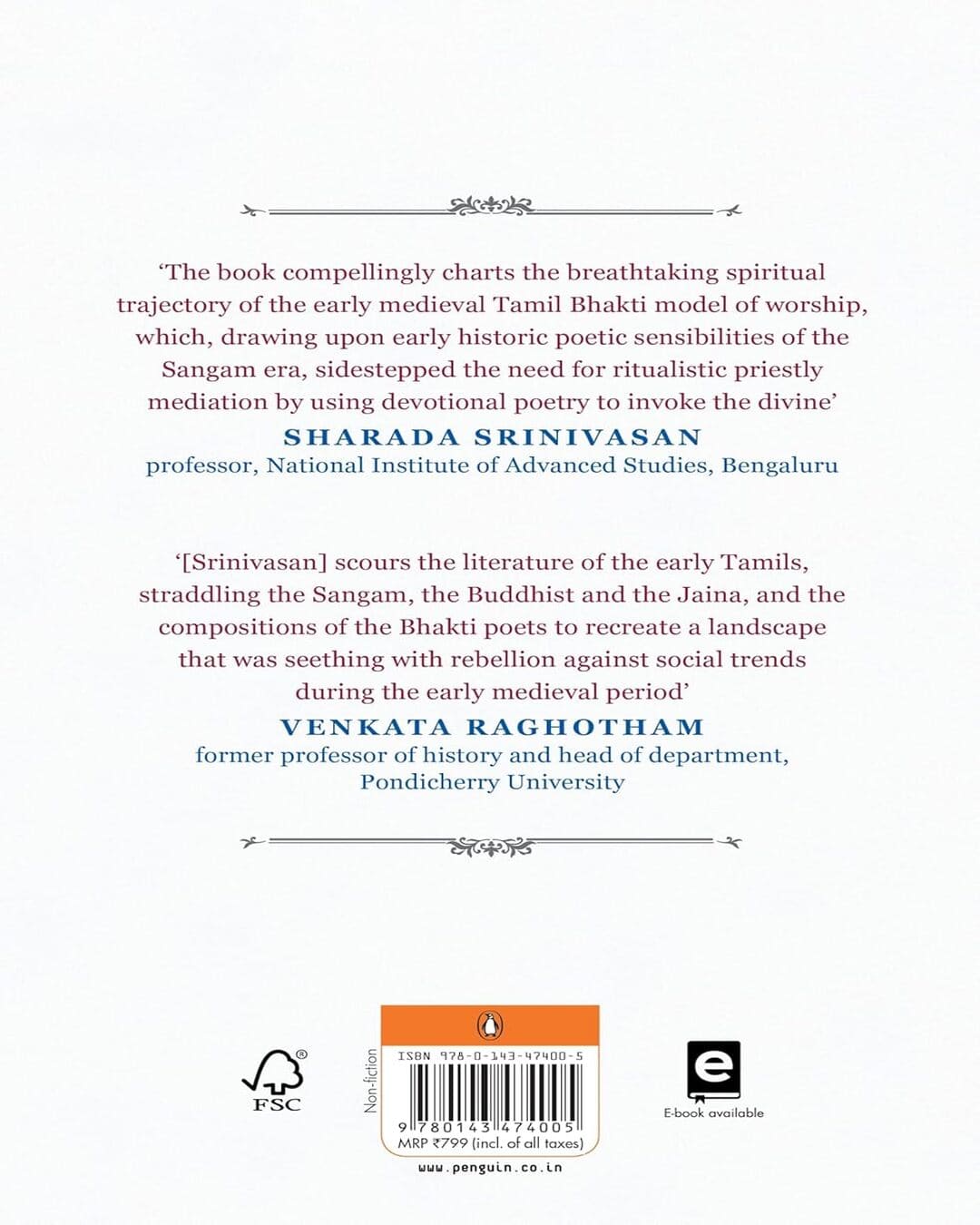 Rebellion In Verse: Resistance And Devotion In The Tamil Bhakti Movement by Raghavan Srinivasan [Hardcover]