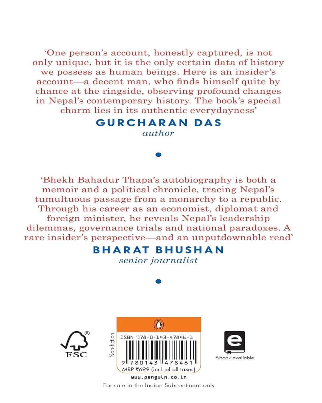 A Life In Public Service: Nepal From Autocracy To Democracy by Bhekh Bahadur Thapa & Prawin Adhikari (Tr.) [Paperback]