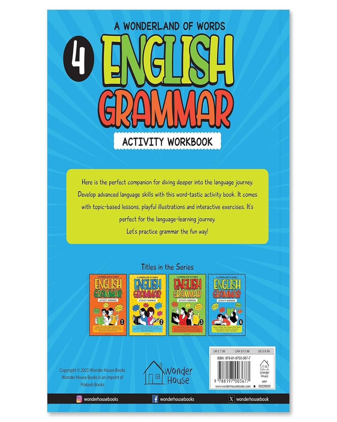 A Wonderland Of Words: English Grammar - Level 4 Activity Workbook by Wonder House Books [Paperback]