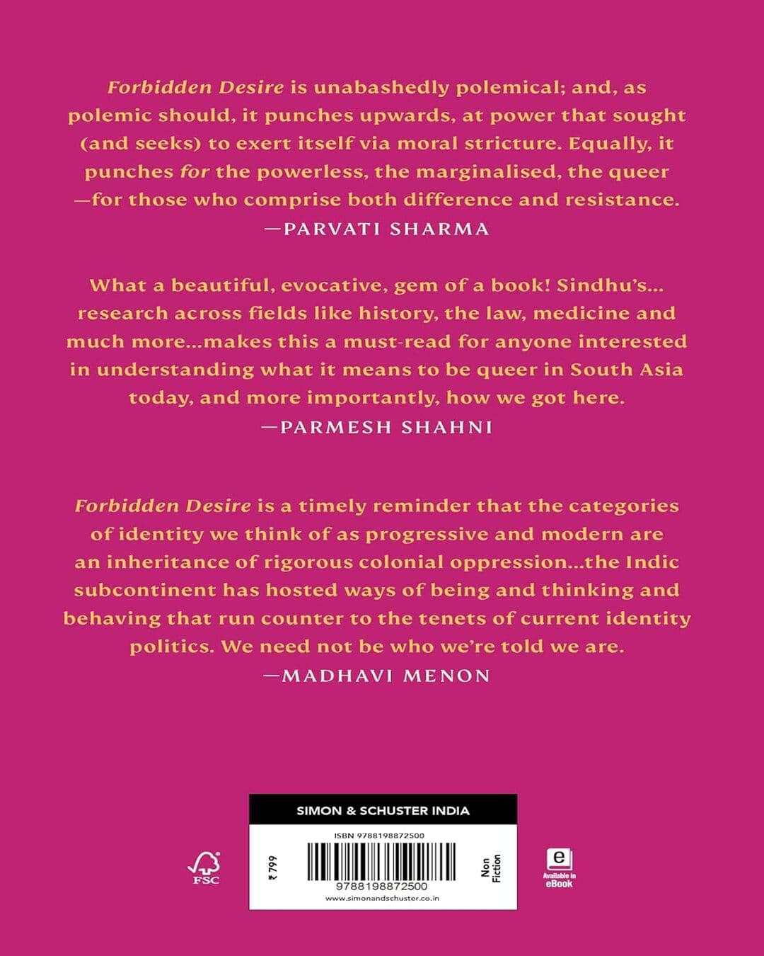 Forbidden Desire by Sindhu Rajasekaran [Hardcover]