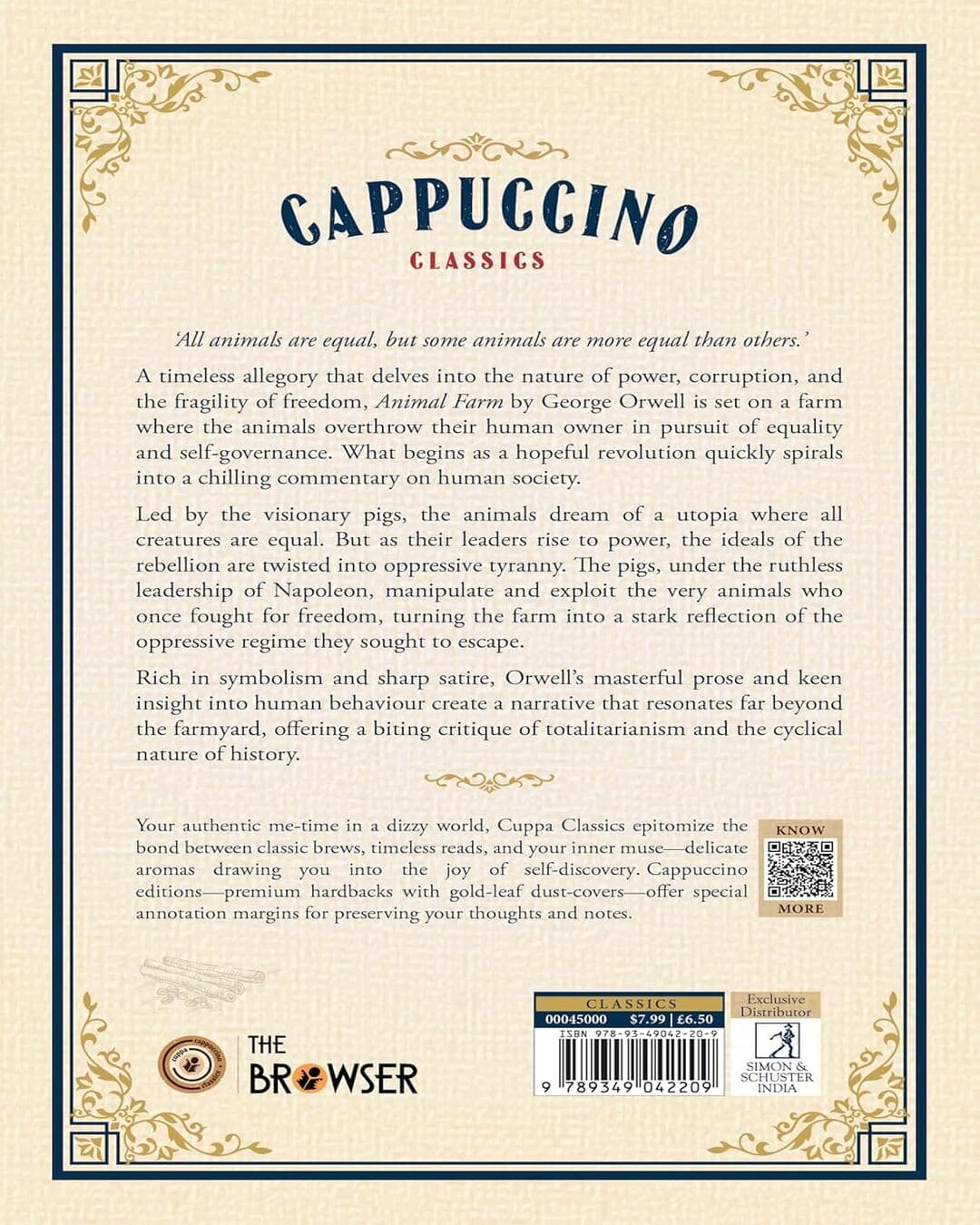 Animal Farm (Cappuccino Classics) by George Orwell [Hardcover]