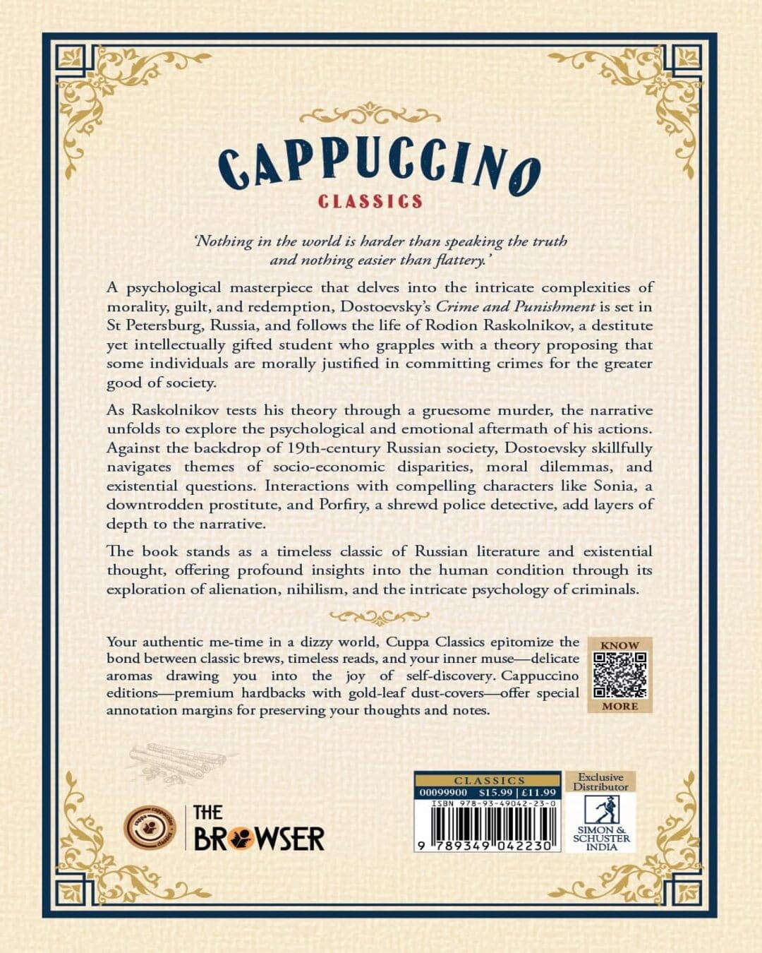 Crime And Punishment (Cappuccino Classics) by Fyodor Dostoevsky [Hardcover]