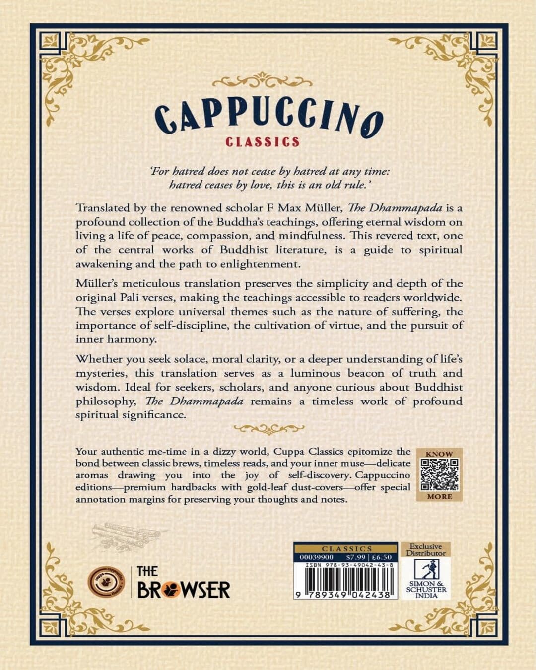 The Dhammapada (Cappuccino Classics) by Translated From Pali By F Max Müller [Hardcover]