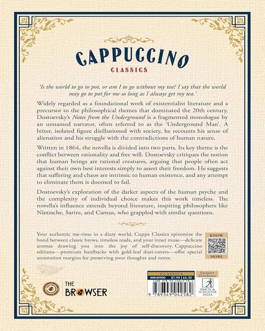 Notes From The Underground (Cappuccino Classics) by Fyodor Dostoevsky [Hardcover]