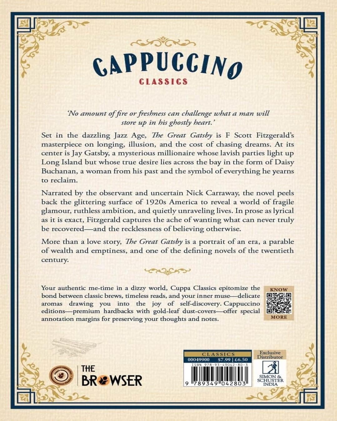 The Great Gatsby (Cappuccino Classics) by F.Scott Fitzgerald [Hardcover]