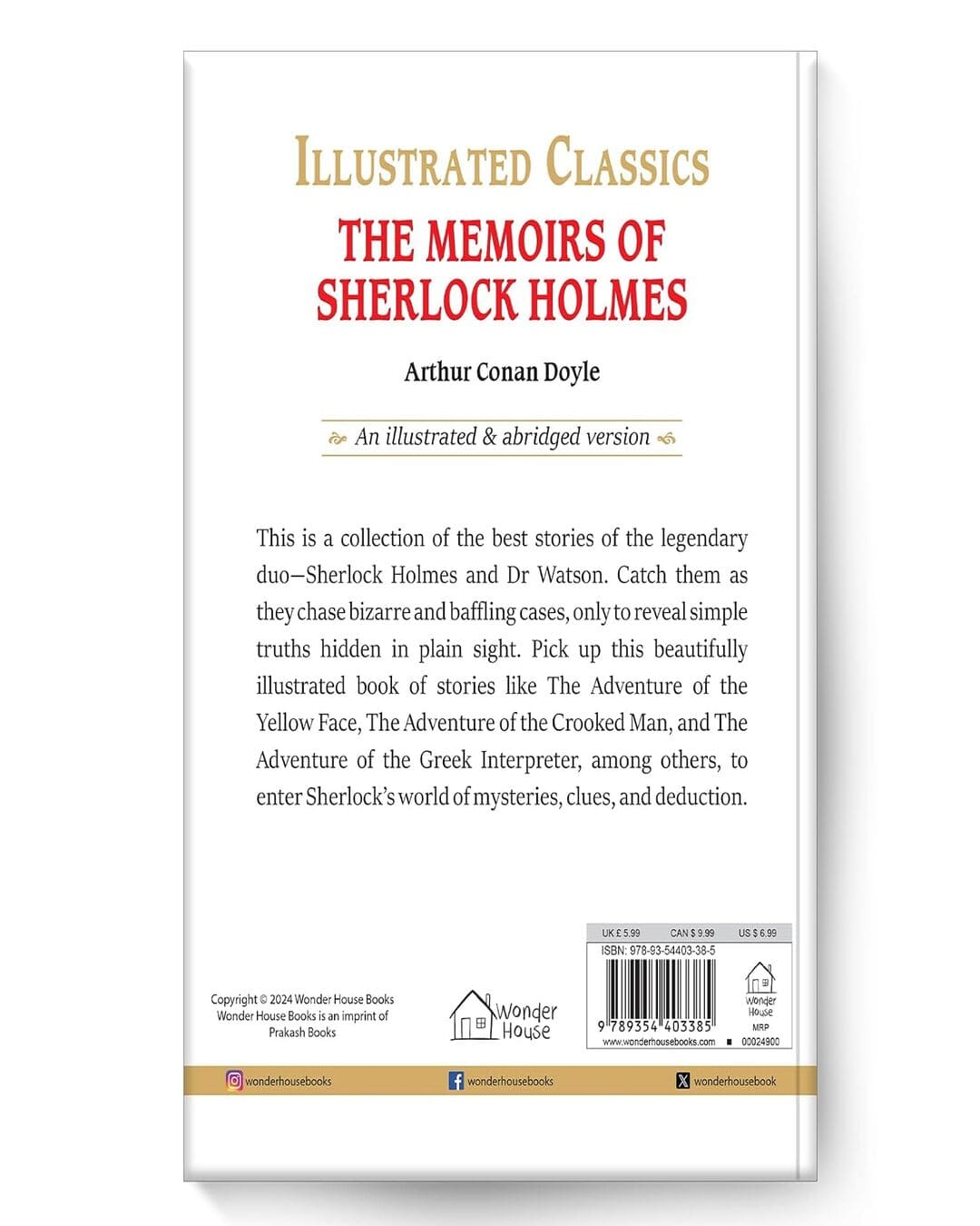 the-memoirs-of-sherlock-holmes-illustrated-abridged-children-classic-english-novel-with-review-que-arthur-conan-doyle-wonder-house-books