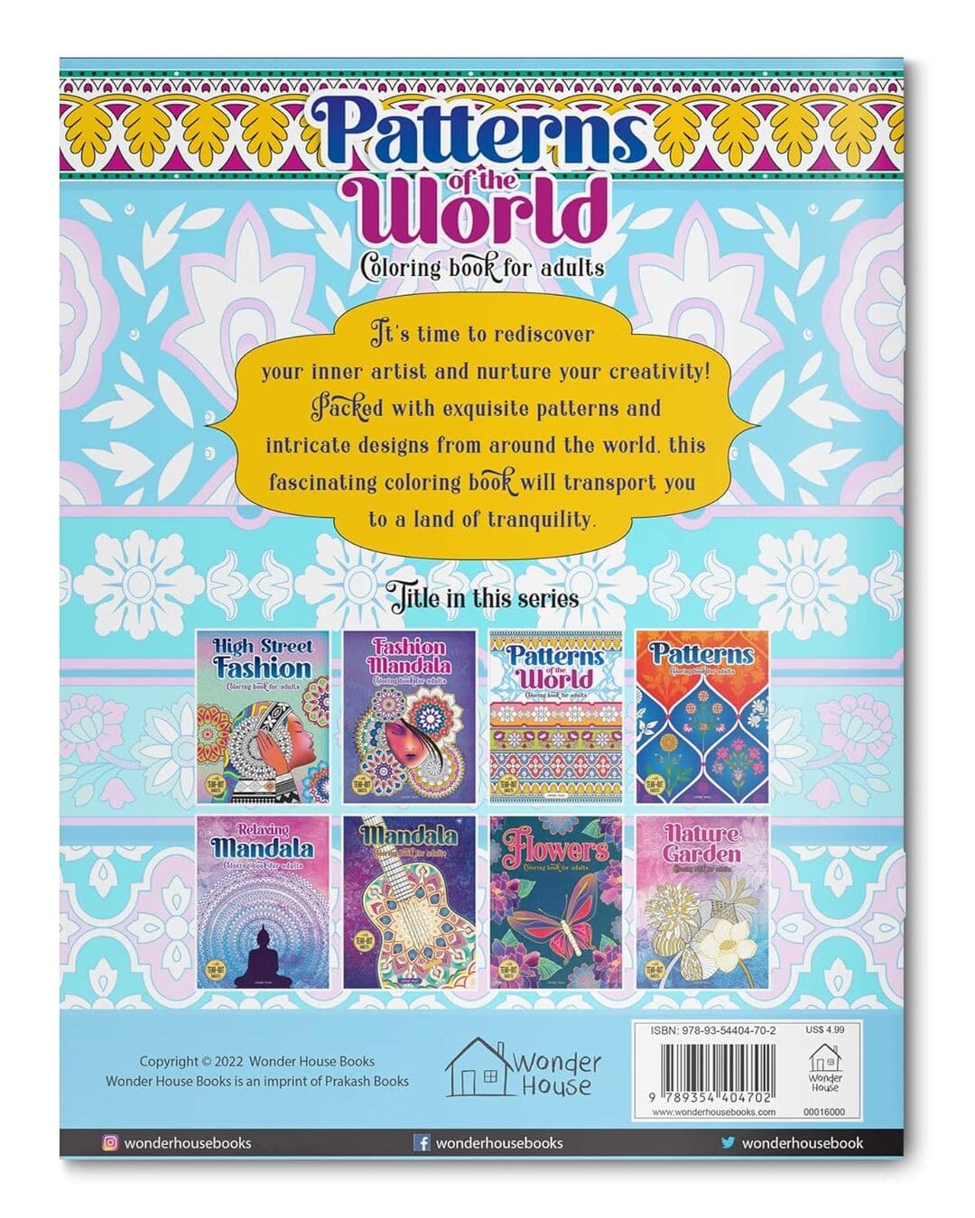 Patterns of the World Coloring Book For Adults by Wonder House Books [Paperback]