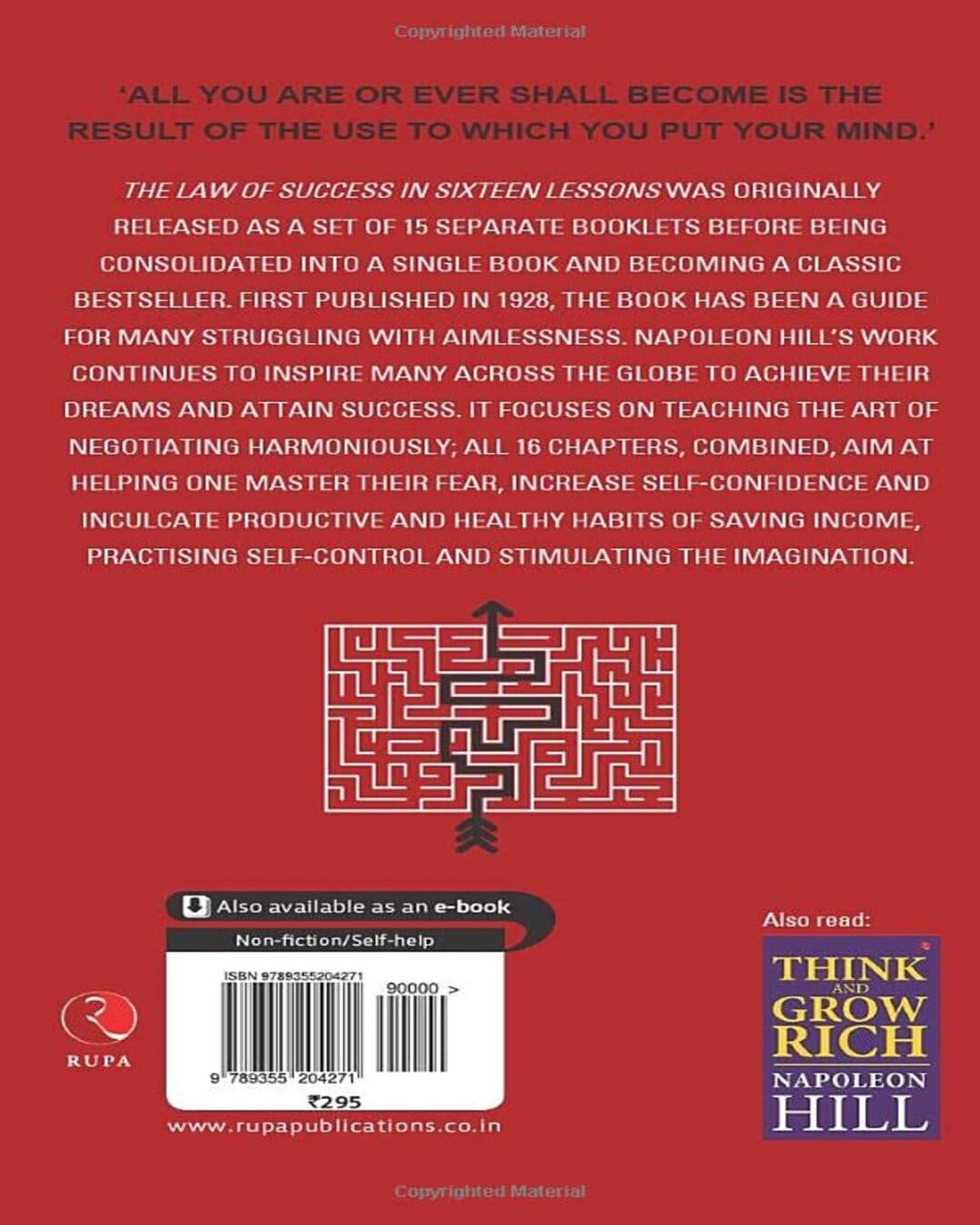 THE LAW OF SUCCESS IN SIXTEEN LESSONS: A Manifesto on the Fundamentals of Success by Napoleon Hill [Paperback]