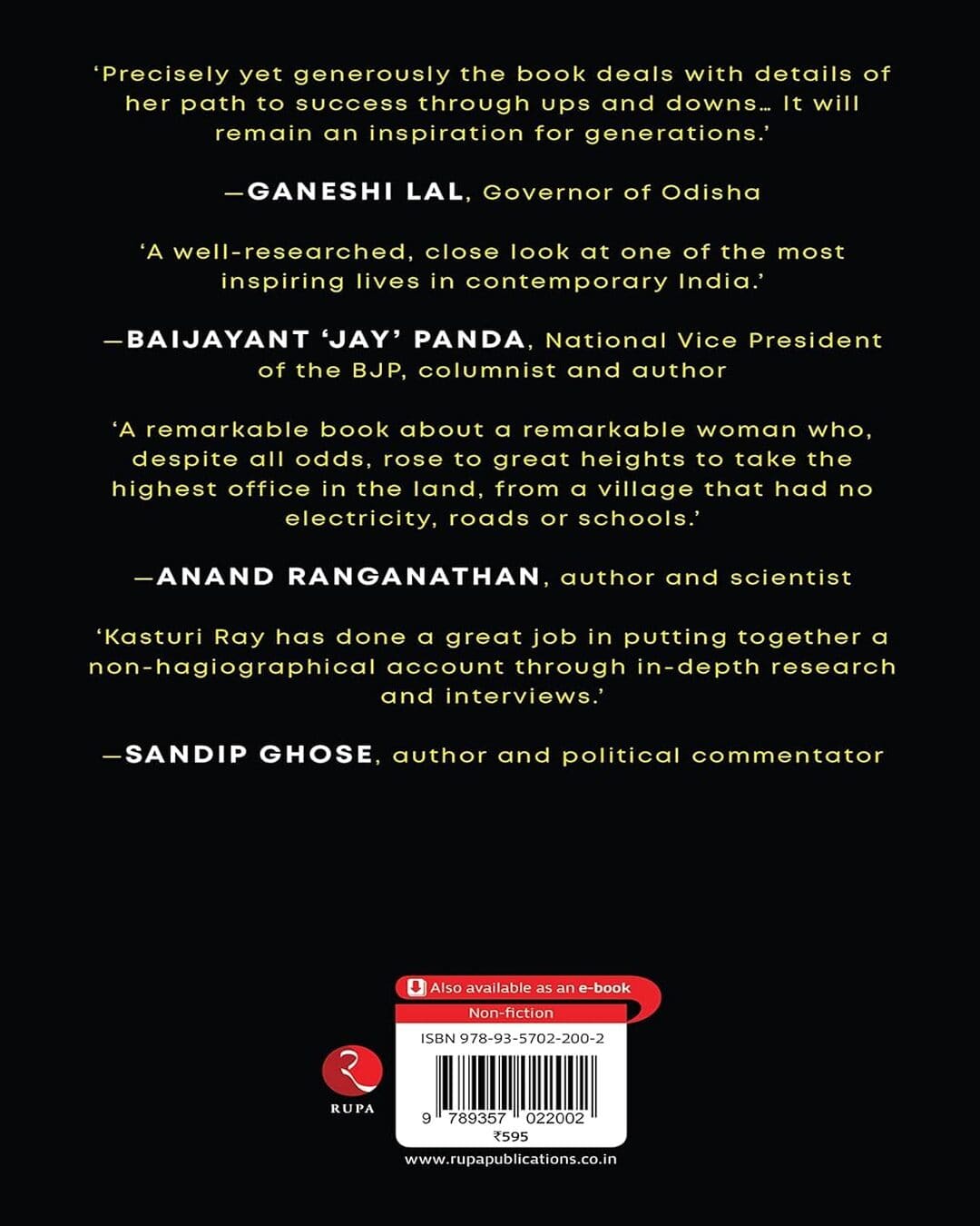 Droupadi Murmu: From Tribal Hinterlands to Raisina Hill by Kasturi Ray [Paperback]