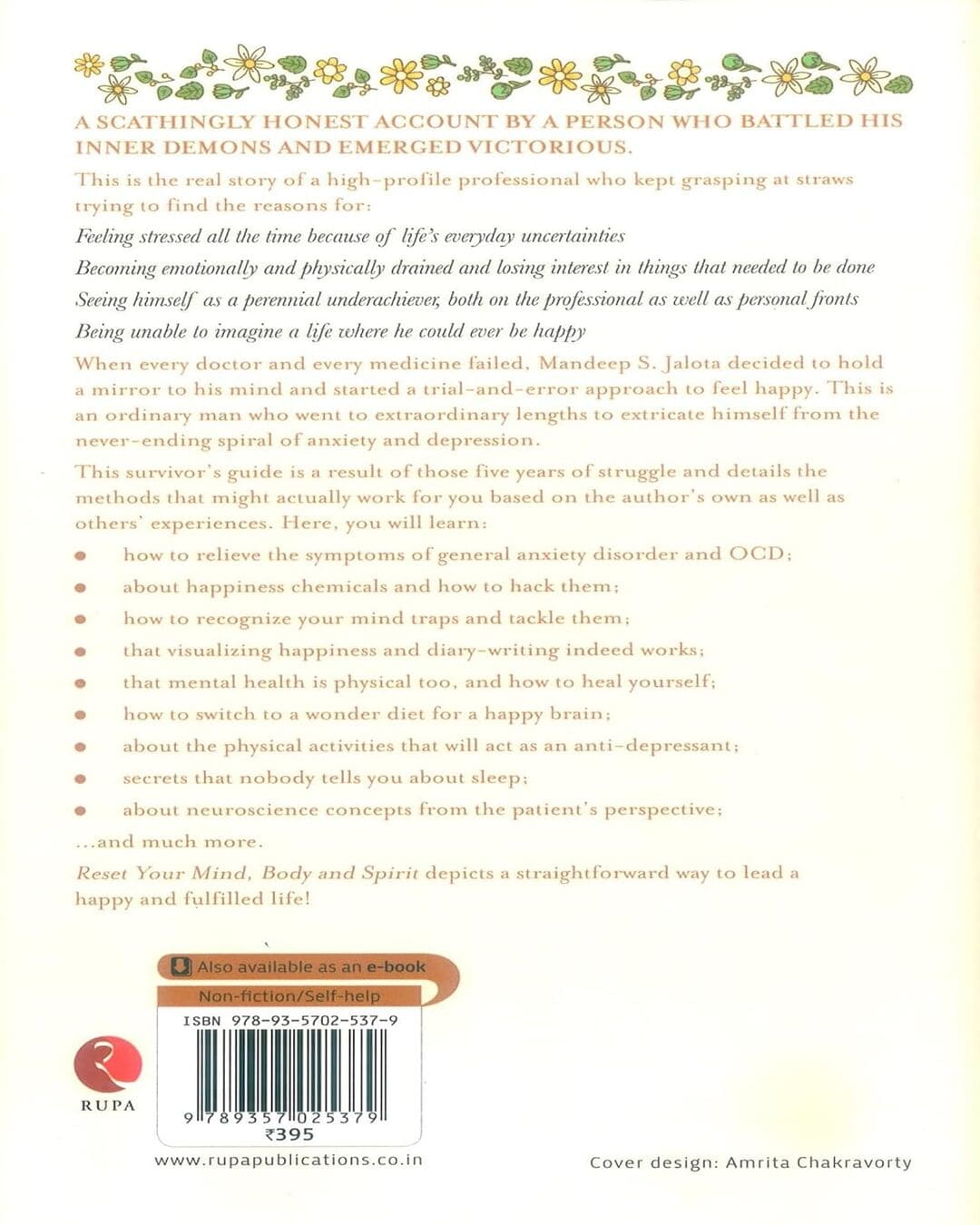 Reset Your Mind, Body and Spirit : A Survivor’s Guide to Overcoming Anxiety and Depression by Mandeep S. Jalota [Paperback]