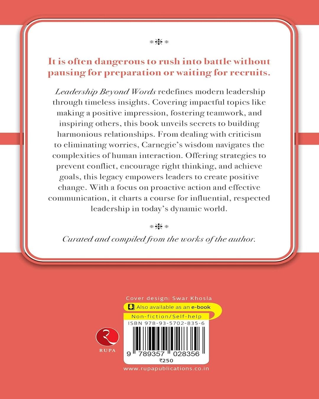 Leadership Beyond Words  Dale Carnegies Legacy For Todays World by Dale Carnegie [Paperback]
