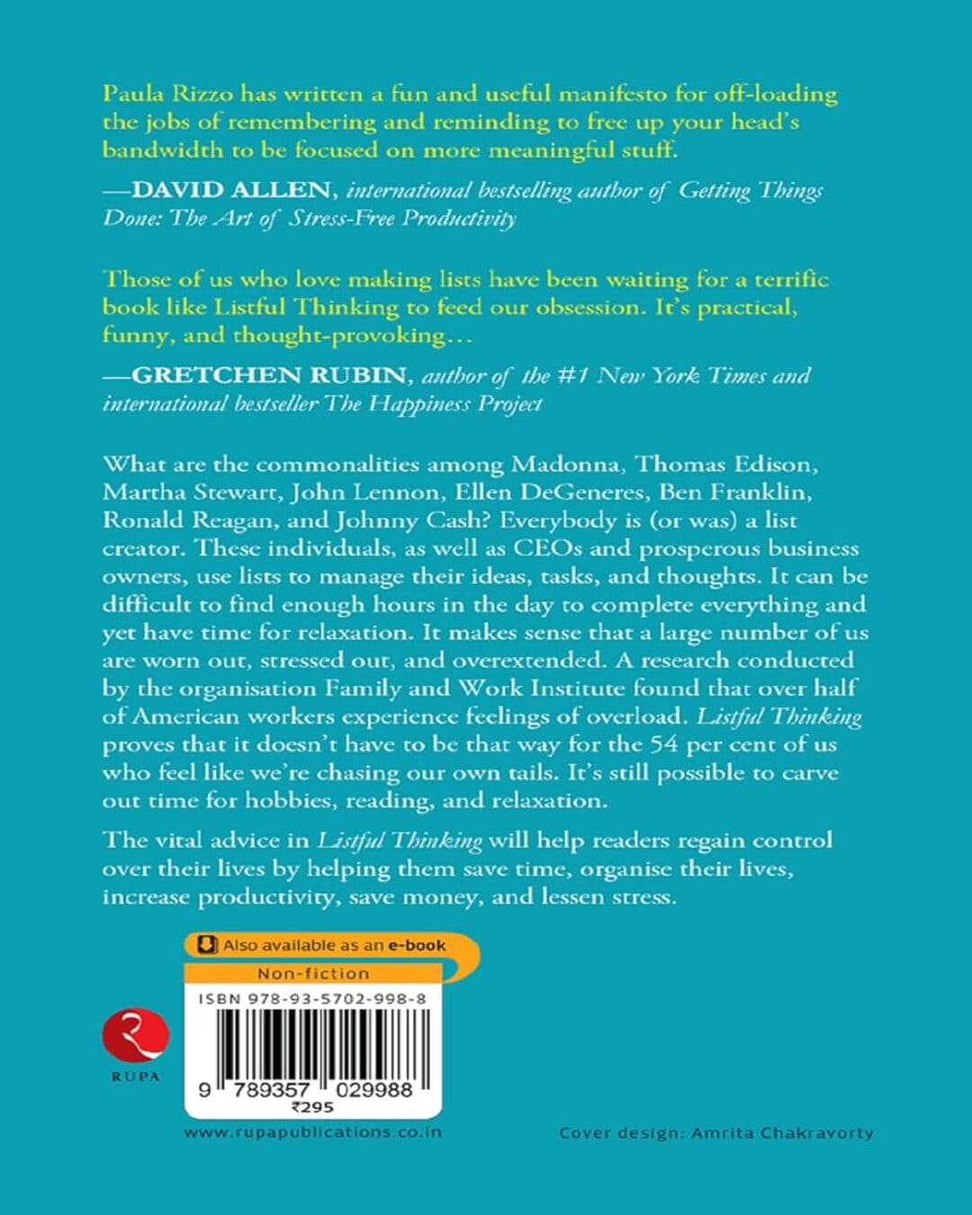 Listful Thinking : Thinking Using Lists to Be More Productive, Successful and Less Stressed by Paula Rizzo [Paperback]