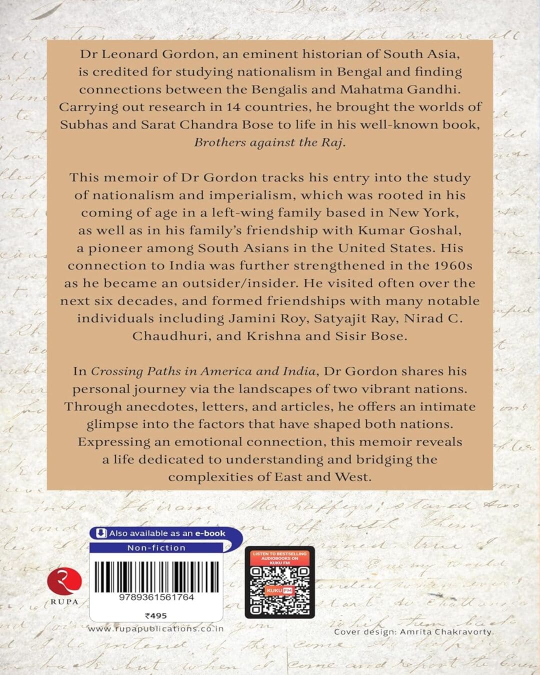 Crossing Paths in America and India: Memories Essays Reviews by Leonard A. Gordon [Paperback]