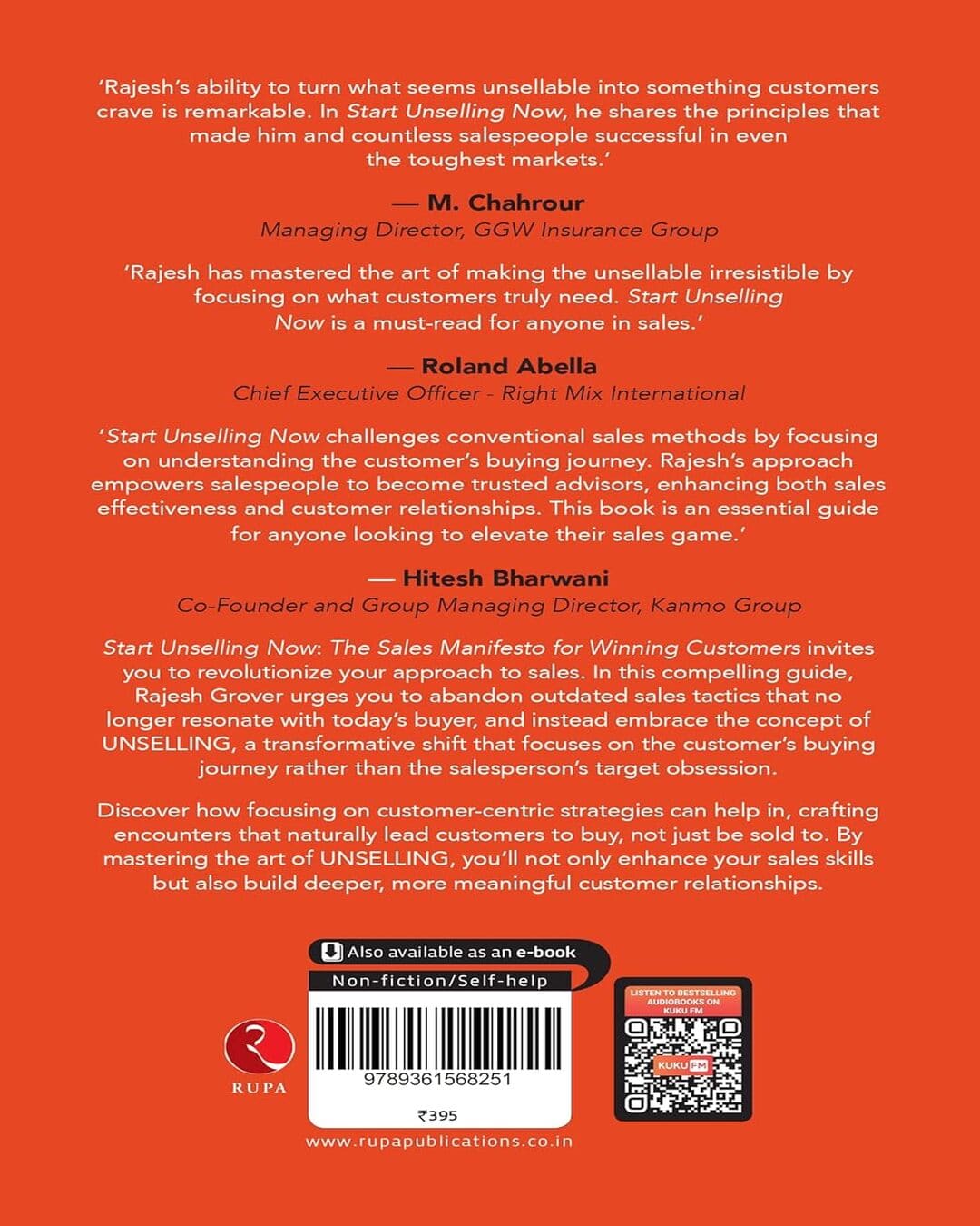 Start Unselling Now: The Sales Manifesto for Winning Customers by Rajesh Grover [Paperback]