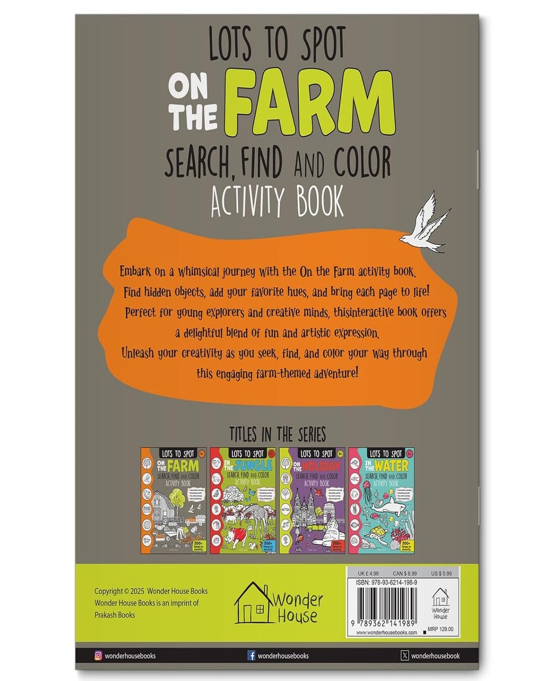 Lots To Spot On The Farm: Search, Find And Color Activity Book by Wonder House Books [Center pin]