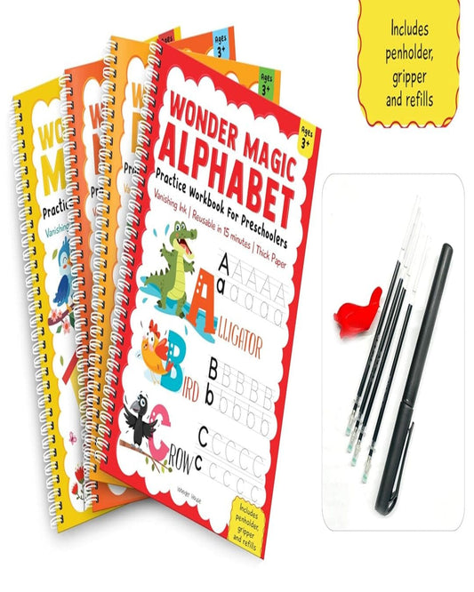 Wonder Magic Pack Of 4 Books (Maths, Drawing, Numbers & Alphabet) by Wonder House Books [Spiral Bound]