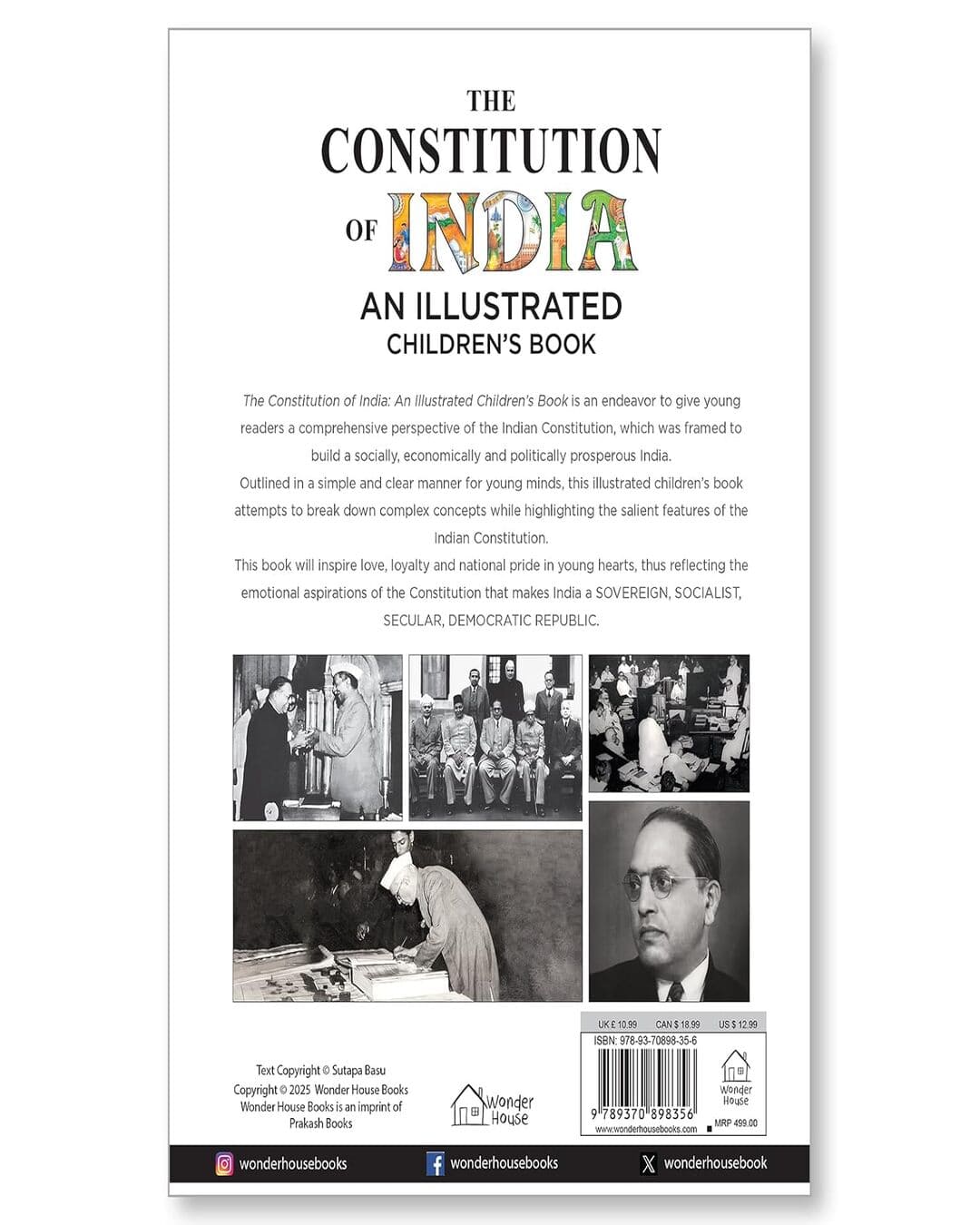 Constitution Of India - Illustrated Book For Children by Sutapa Basu [Paperback]