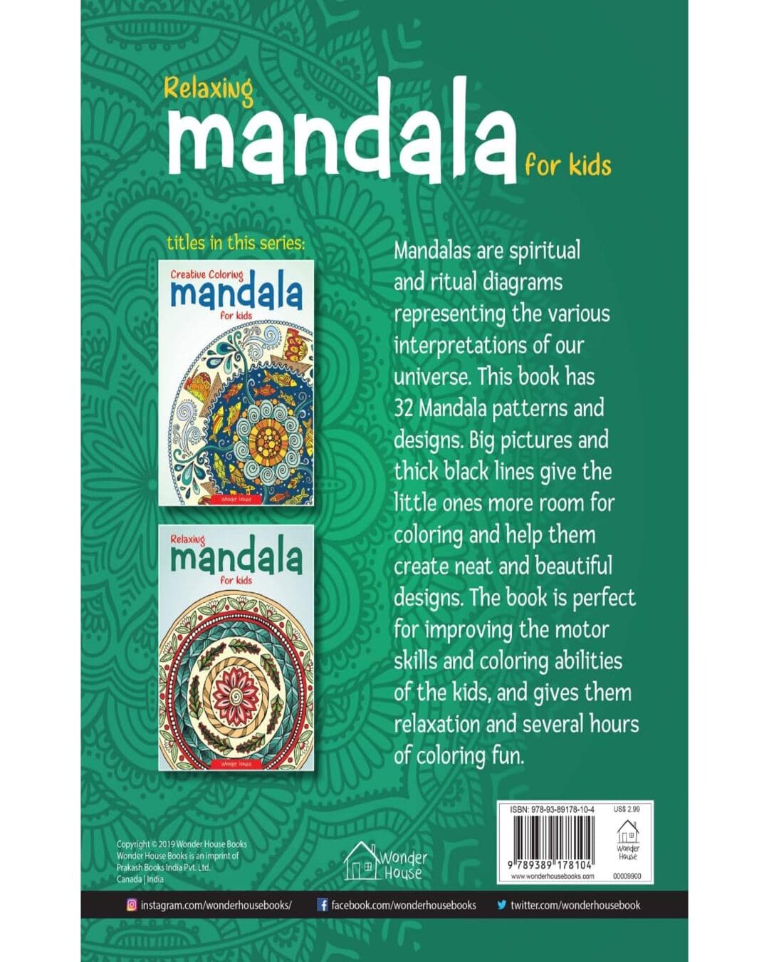 Relaxing Mandala For Kids : Coloring Book to Improve Concentration and Relaxation by Wonder House Books [Paperback]