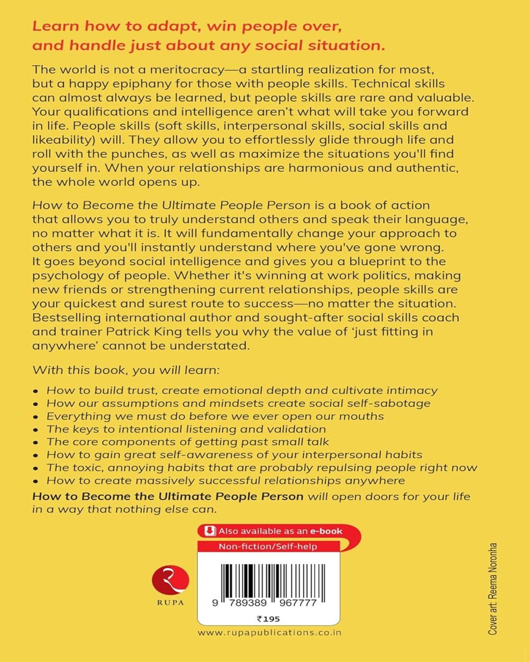 How to Become the Ultimate People Person: Improve Your People Skills by Patrick King [Paperback]