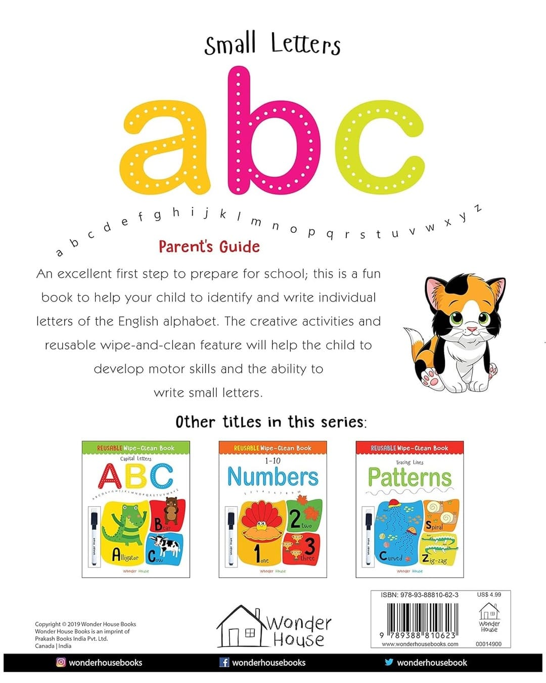 Reusable Wipe and Clean Book - Small Letters : Write and Practice Small Letters by Wonder House Books [Paperback] - versoz.com