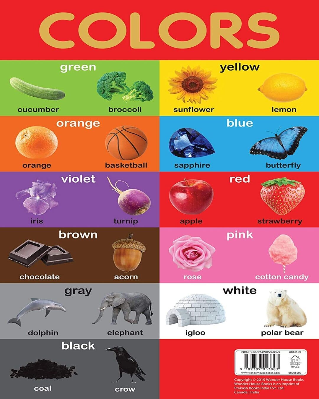 Colors Chart - Early Learning Educational Chart For Kids: Perfect For Homeschooling, Kindergarten An by Wonder House Books [Paperback] - versoz.com