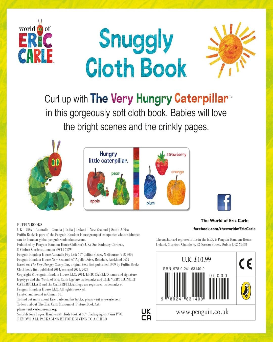The Very Hungry Caterpillar Cloth Book by Eric Carle [Rag Book] - versoz.com