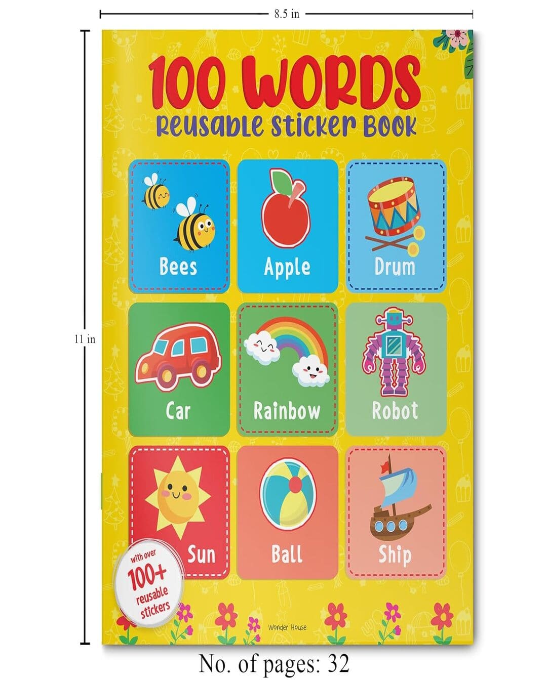 100 Words Reusable Sticker Book for Children [Paperback] - versoz.com
