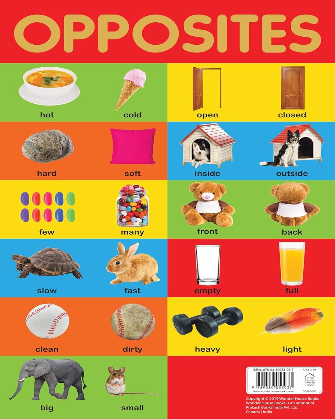 Opposites Chart - Early Learning Educational Chart For Kids: Perfect For Homeschooling, Kindergarten by Wonder House Books [Paperback] - versoz.com