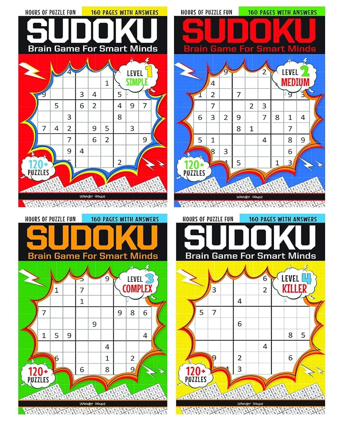 Sudoku - Brain Games For Smart Minds Box Set Of 4 Books : Brain Booster Puzzles for Kids, 480 + Fun Games. Combo of Easy, Hard, Killer, Complex Levels.: Box Set of Books Levels 1-4 [Paperback] - versoz.com