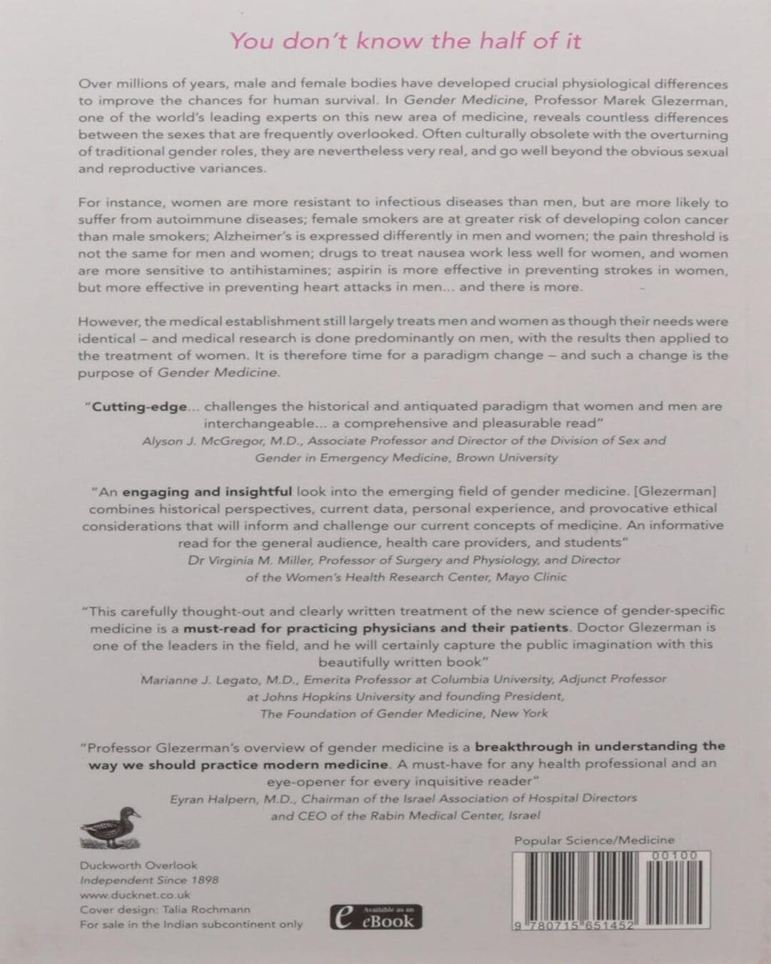 Gender Medicine : The Groundbreaking New Science Of Sex And Gender-Based Diagnosis And Treatment by Marek Glezerman [Hardcover] - versoz.com