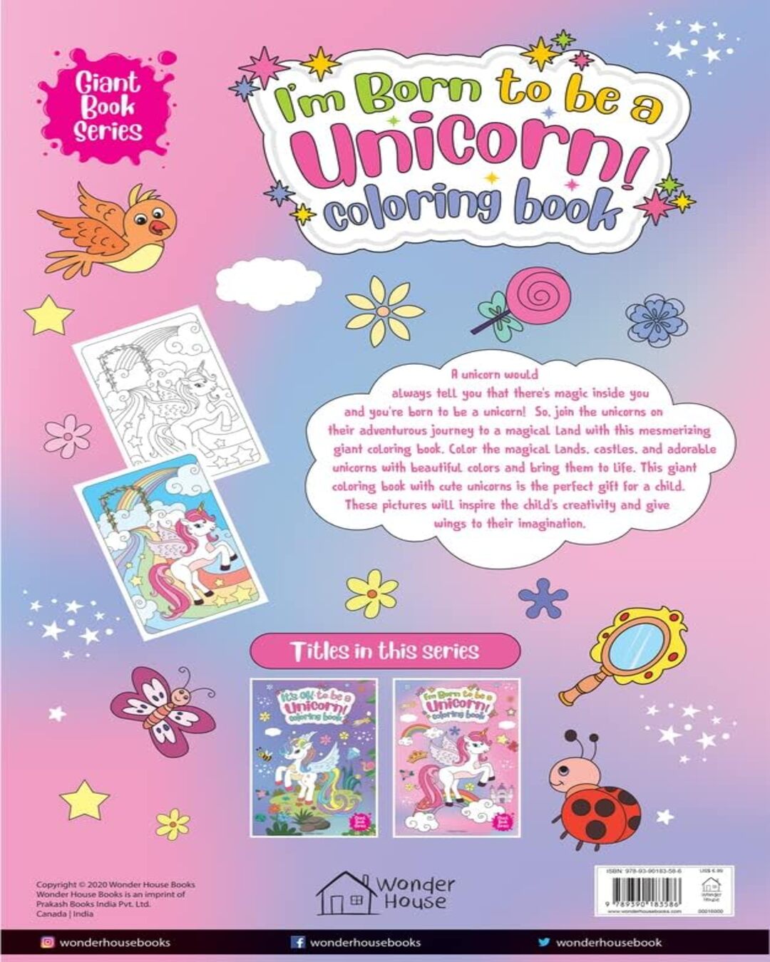 I Am Born to Be A Unicorn Coloring Book - Giant Book Series: Jumbo Sized Colouring Book For Children by Wonder House Books [Paperback] - versoz.com