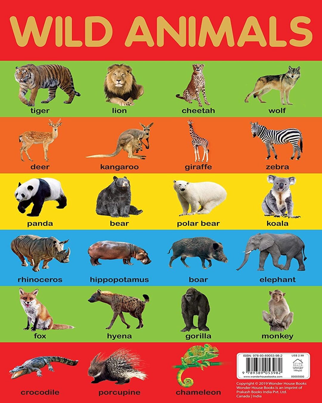 Wild Animals Chart - Early Learning Educational Chart For Kids: Perfect For Homeschooling, Kindergar by Wonder House Books [Paperback] - versoz.com