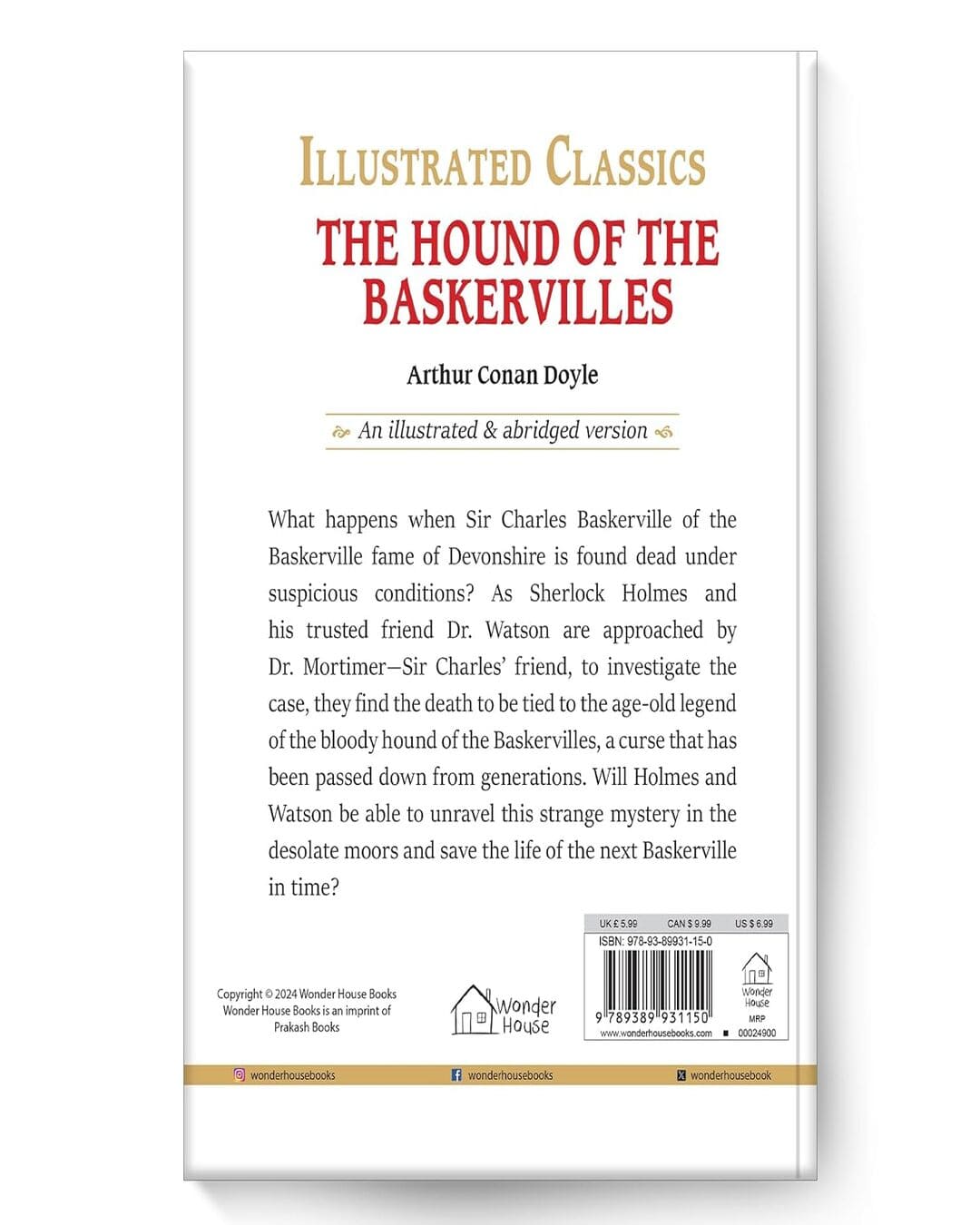 The Hound of the Baskervilles: Illustrated Abridged Children Classics English Novel With Review Questions by Arthur Conan Doyle [Hardcover] - versoz.com