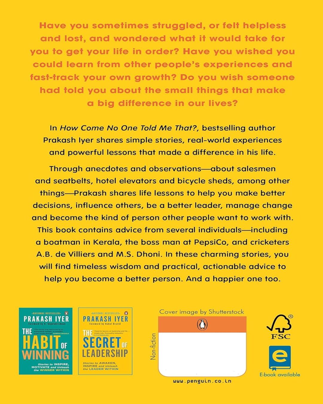 How Come No One Told Me That?: Life Less by IYER PRAKASH [Paperback] - versoz.com