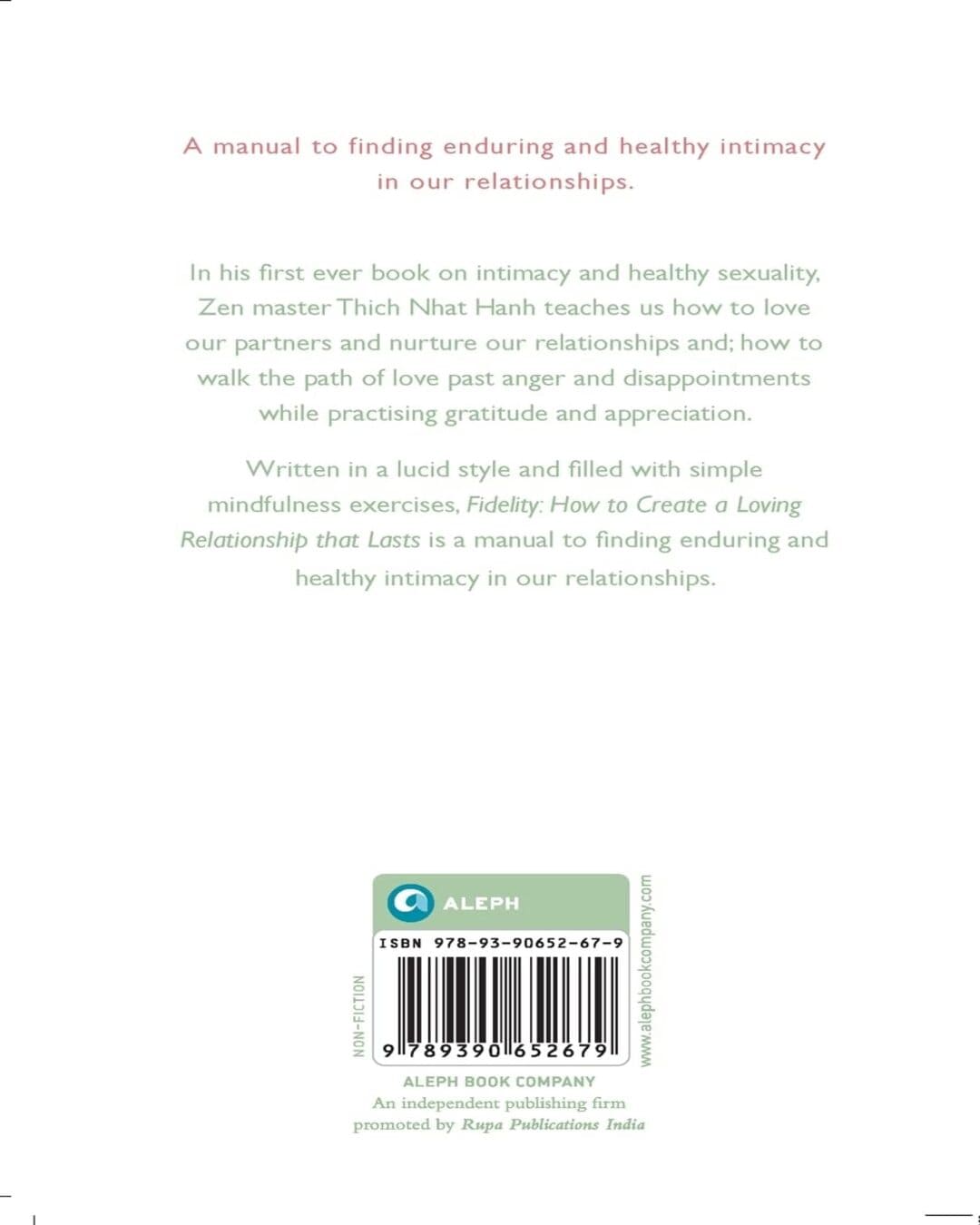 Fidelity: How to Create a Loving Relationship That Lasts by Thich Nhat Hanh [Paperback] - versoz.com
