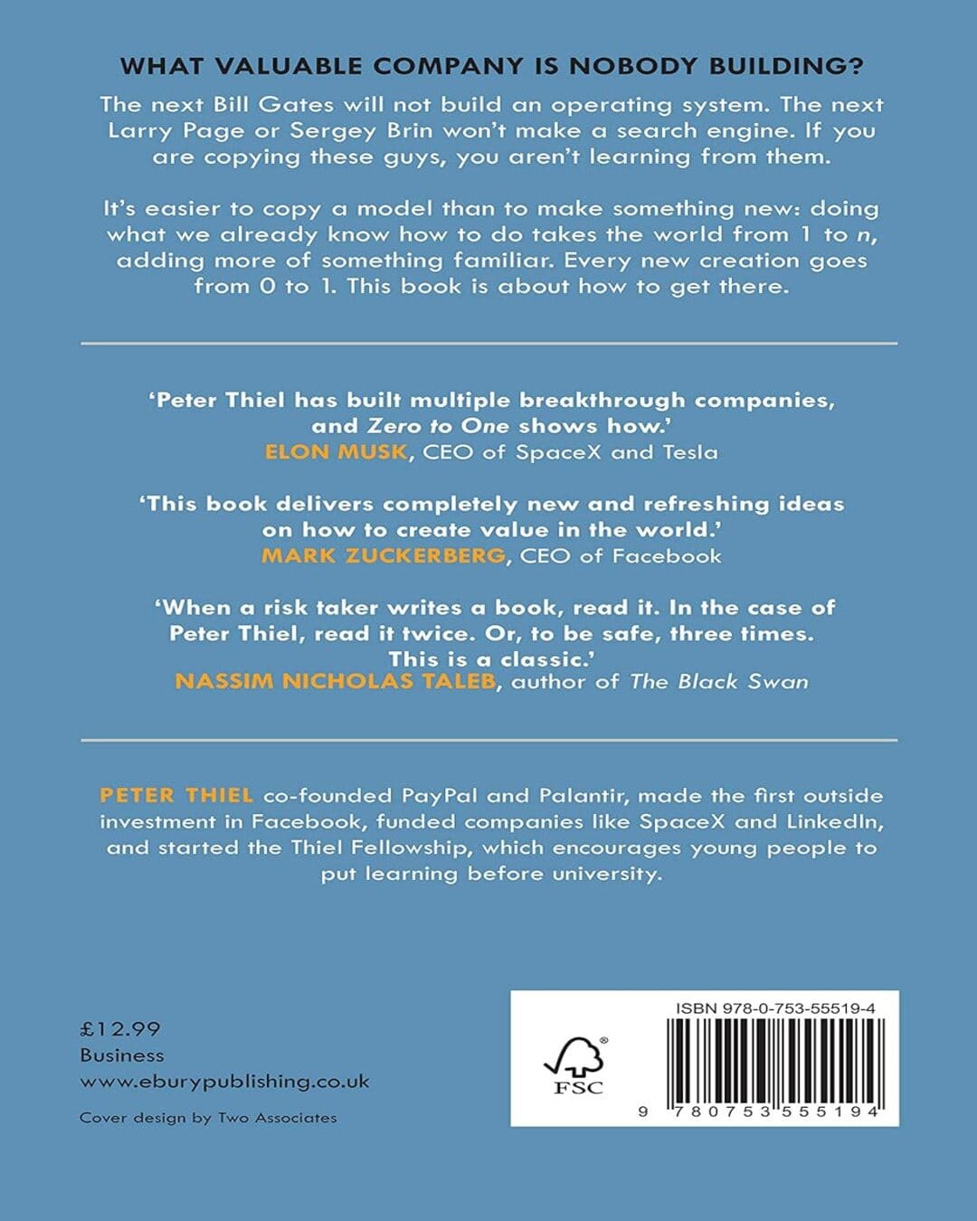 Zero to One : Notes on Startups, or How to Build the Future by Peter Thiel with Blake Masters [Paperback] - versoz.com