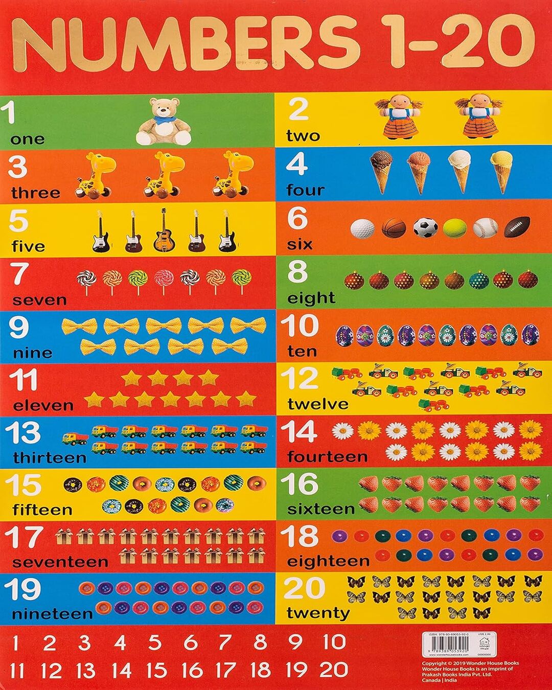 Numbers 1-20 Chart - Early Learning Educational Chart For Kids: Perfect For Homeschooling, Kindergar by Wonder House Books [Paperback] - versoz.com